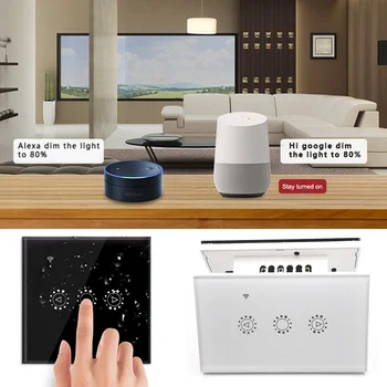 

220v Smart Wifi Touch Control Switch Stepless Dimmer with Amazon Alexa Google Led Assistant Dimmer with Compatible Light Bulb