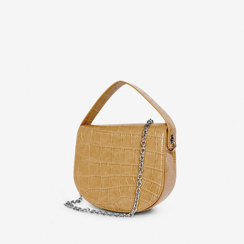 

Crocodile Pattern 2019 New Chain Diagonal Single Shoulder Bag Mini Retro Recreational Semi-circular Saddle Bag Louie Vuiton