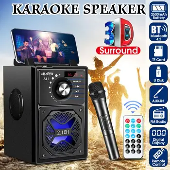

3D Surround Sound bluetooth Speaker System LED Light Subwoofer Karaoke Speaker Phone Holder Support Hands-free/USB/TF Card/AUX
