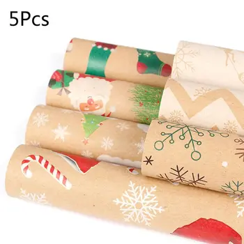 

5pc Christmas Gift Wrapping Paper Cartoon Pattern Packing Paper Party Supplies
