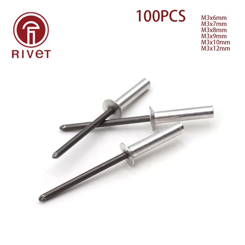 

M3*6/7/8/9/10/12 100pcs DIN15974 Aluminum Countersunk Head Closed End Blind Rivet Sealed Blind Rivet Water Air Tightness Rivets