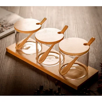

3pcs Glass Sealed Seasoning Pot Seasoning Jars Household Seasoning Boxes Sealed Condiment Pot Kitchen Storage With Lid And Spoon