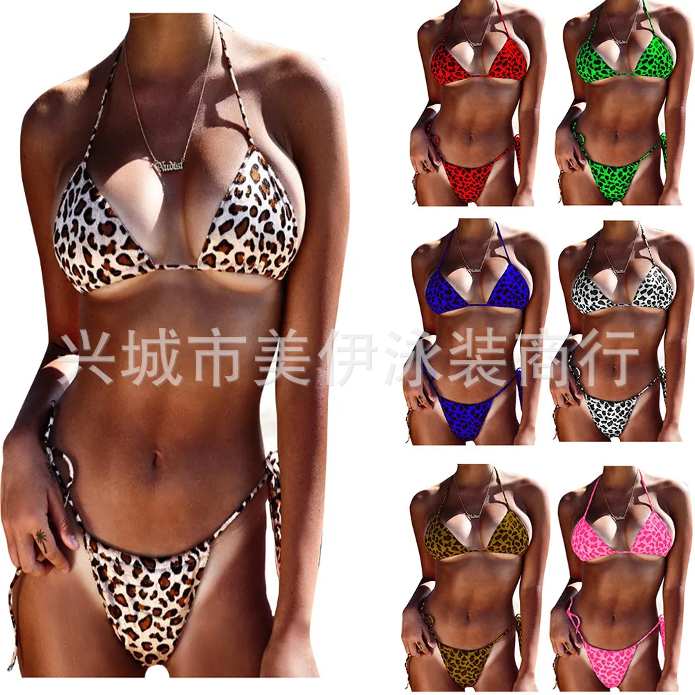 

Bikini 2020 New Style Europe And America Leopord Pattern-Multi-color Fat Mm Two-piece Swimsuits Large Size Swimwear Bikini