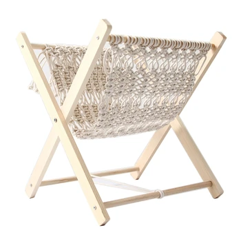 

Nordic Cotton Woven Storage Basket Boho Macrame Folding Magazine Rack Book Shelf B95B