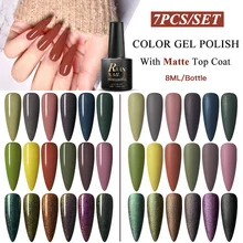 

Shimmer Glitter UV Gel Nail Polish Kits Color Nail Gel Varnish Semi Permanent Nail Lacquer Sequins Gel Matte Top Coat Needed