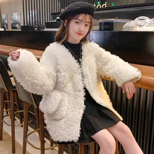 

Girls autumn/winter 2021 jacket new foreign style baby fur wool sweater children winter lamb wool coat