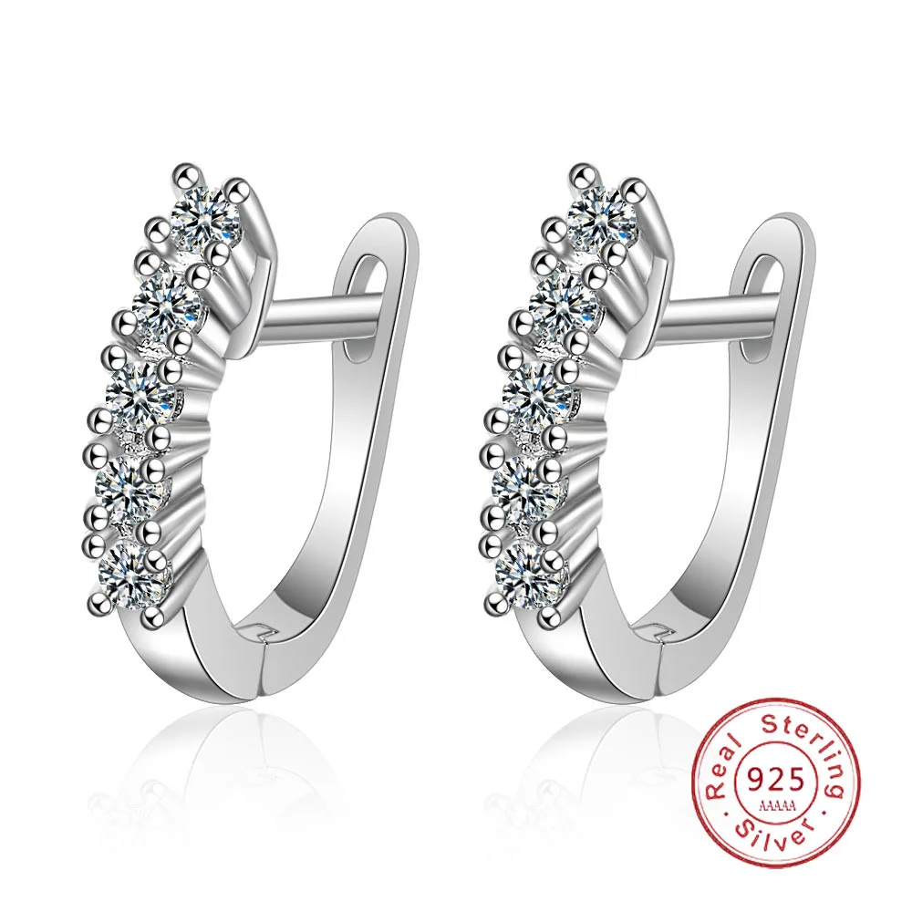 

Minimalist 925 Silver Needle Stud Earrings Single Row Drill Vintage U Handmade Earrings Party Accessories Jewelry Gift