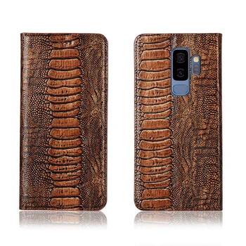 

Genuine real leahther ostrich foot pattern phone bag for Samsung Galaxy S9 Plus/Samsung Galaxy S9 flip case card slot holder