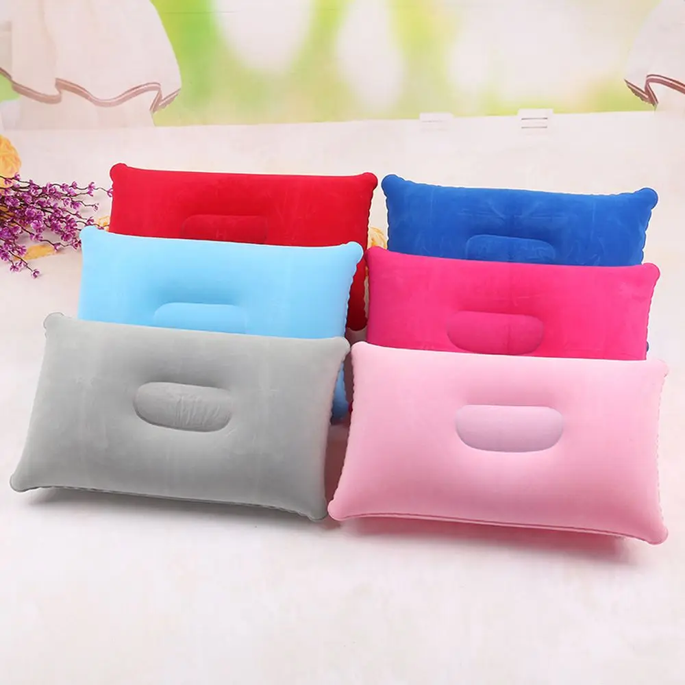 Conveniente almohada de aire de Nylon de PVC inflable ultraligera, dormir, cojín dormitorio de viaje senderismo playa reposacabezas de avión y coche soporte