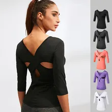 Осень, женские укороченные топы для йоги, сексуальные открытые спортивные рубашки с длинным рукавом и открытой спиной, топы для спортзала, тренировок, фитнеса, тренировок, спортивная одежда