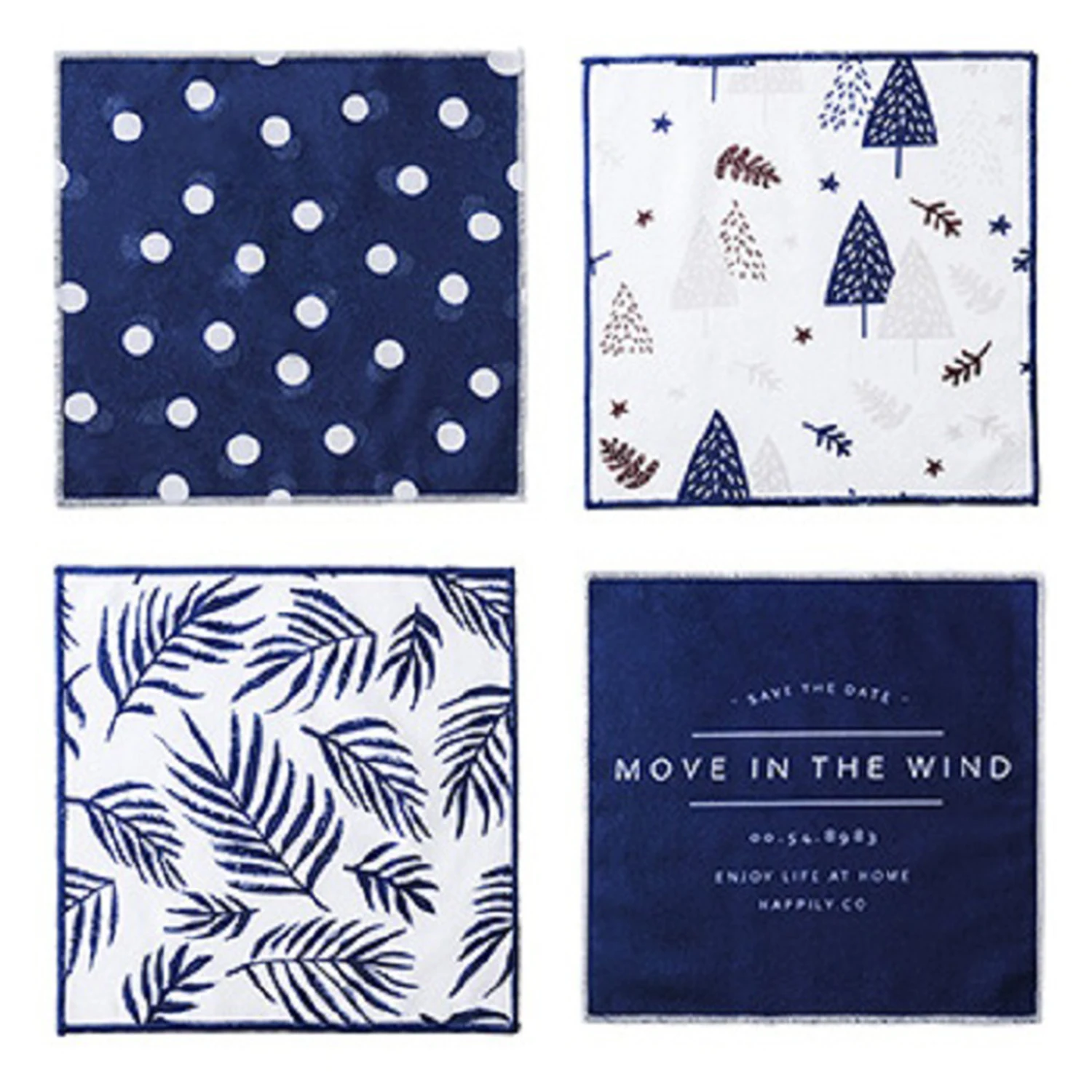 Navy Blue 4Pcs/Set Kitchen Towel Dishcloth Scrubbing Terry Dish Cloth Mop Rag Water Absorbent Cleaning Cloth Rags for Kitchen Household - Color: Navy Blue