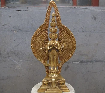 

zhao6868 16" Tibet Brass Copper 1000 Arms 11-faced Avalokitesvara GuanYin Buddha Statue a 0518