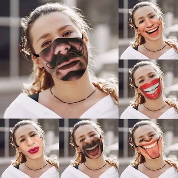 

6PCS Funny Printed Face Mask For Dustproof mondkapje maske Breathing Adult Washable Reuse Mouth Masks Cover masque mondkapjes