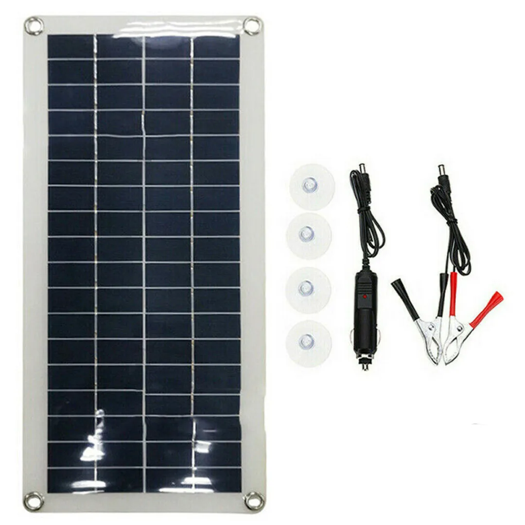 

20W Outdoor Solar Panel Kit Battery Alligator Clip Dual USB 12V Battery Charger Camping Car Boat Charging Devices