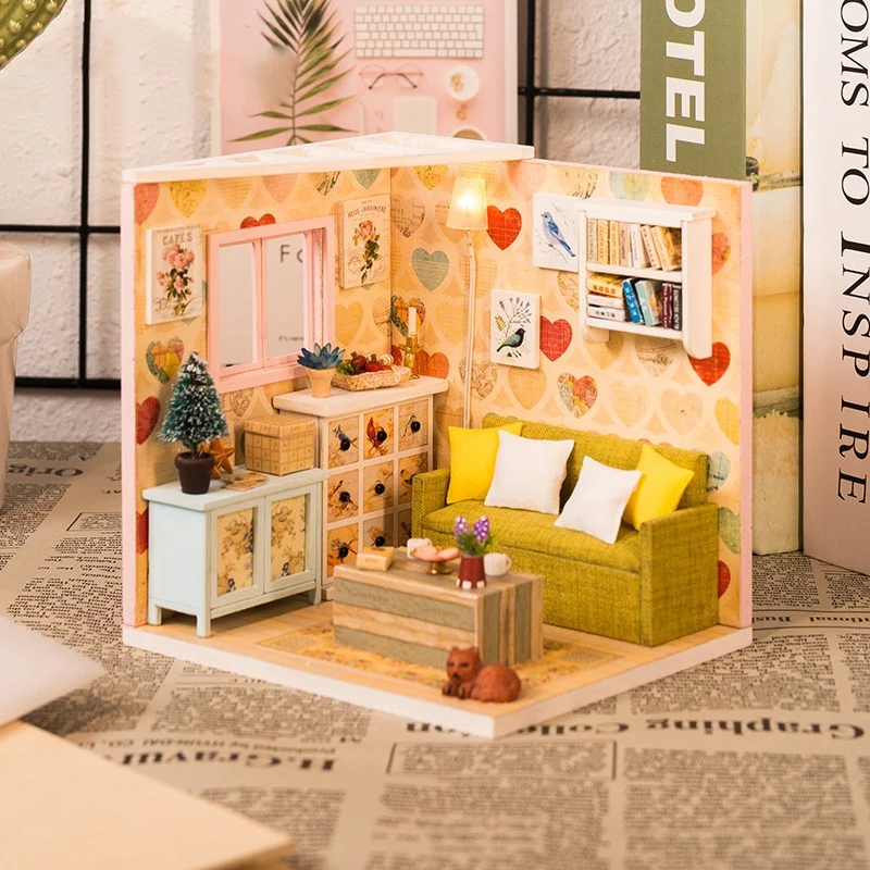 DIY Home Decor Figurine Handmade Room Wood Miniature Model Kits Decoration Dollhouse Birthday Gift | Дом и сад