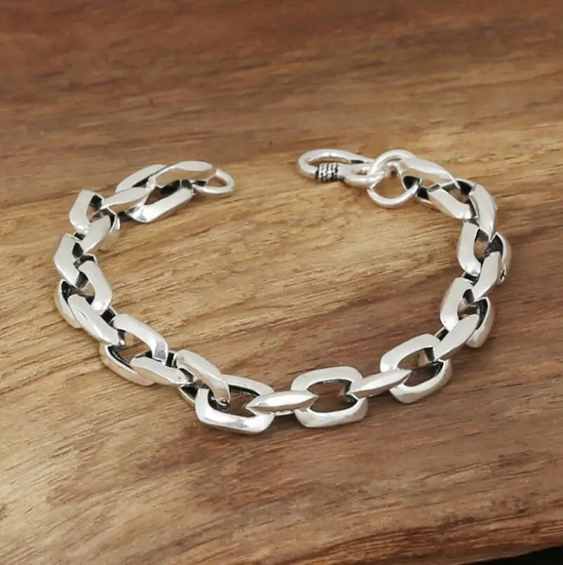Чистое серебро, серебро 925 пробы, мужская мода, квадратная цепочка, S925 браслет