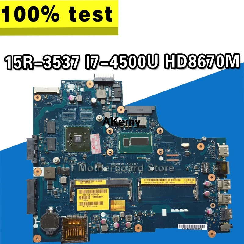 LA-9981P Laptop Moederbord Voor Dell Inspiron 15R-3537 5537 Originele Moederbord I7-4500U HD8670M LA-9981P Laptop Moederbord Voor Dell Inspiron 15R-3537 5537 Originele Moederbord I7-4500U HD8670M