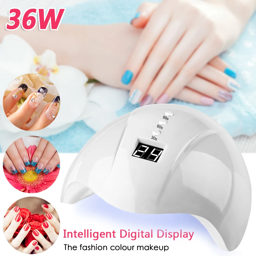Новая белая Индукционная машина для ногтевой фототерапии 36 Вт умный светодиодный Быстросохнущий индукционный гели для ногтей отверждения лампы УФ светодиодный гель Сушилка для ногтей