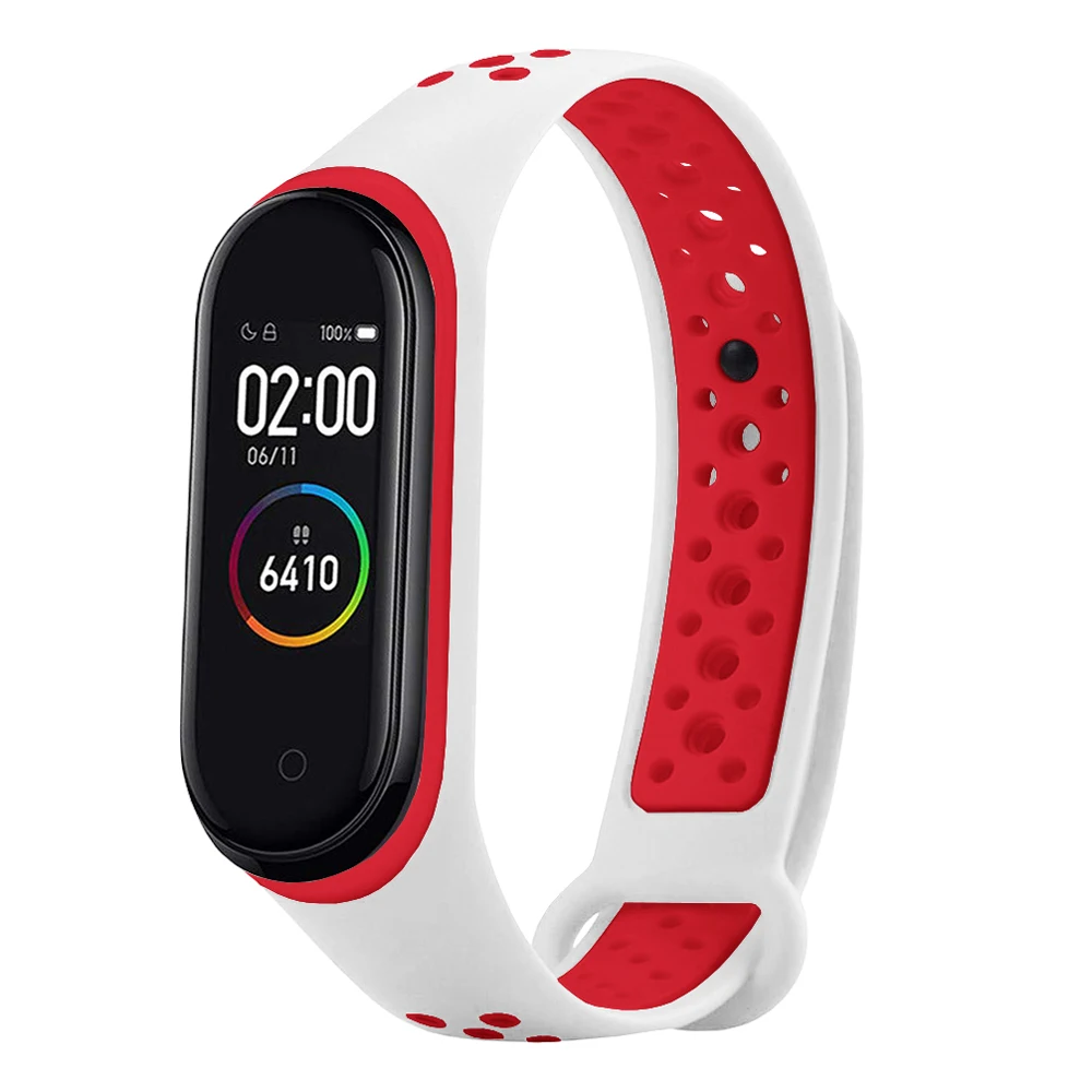 Для Xiaomi mi Band 3 4 ремешок силиконовый двойной цвет mi band 3 4 ремешок mi band 4 аксессуары Замена для Xiaomi mi Band 4 Band