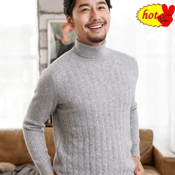

Pullover Winter Knitted Sweaters Man High Collar Sweater Wool Men 5 Color Casual Warm Thick 3XL Sweater