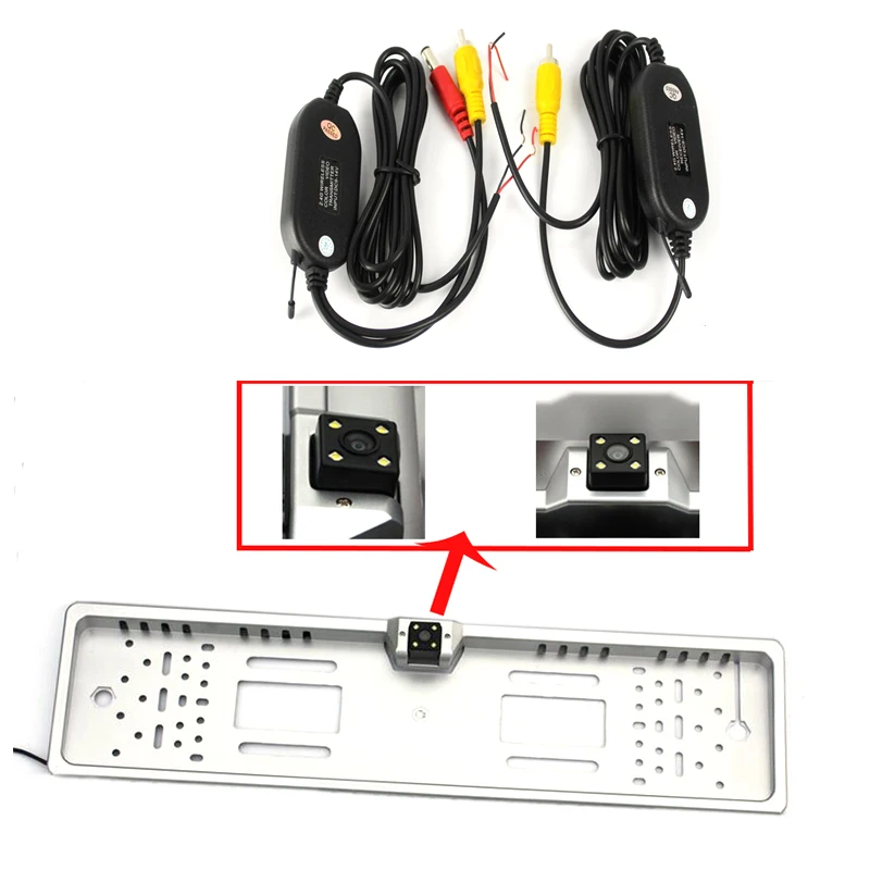 Угол обзора ночного видения 170 ° беспроводной передатчик обратная Европейская Рамка номерного знака Универсальная автомобильная камера заднего вида