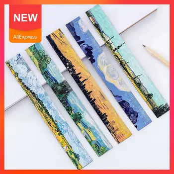 

1PC Cartoon Simple Creative Oil Painting Magnetic Soft Ruler Painting Bookmark 18cm Ruler Stationery Magnetic Cute Learning F8O1