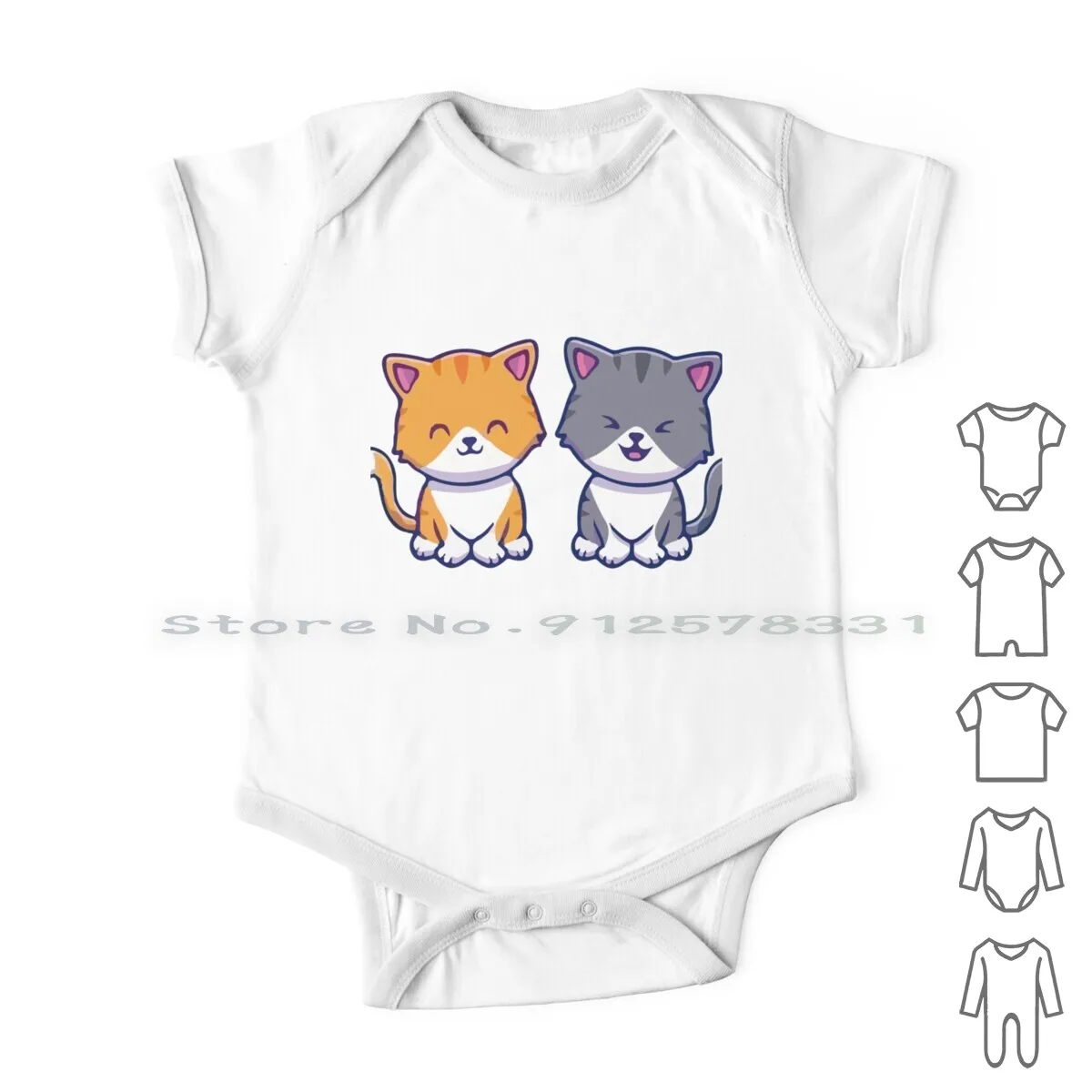 

Cartoon Cartoon Cats Couple Newborn Baby Clothes Rompers Cotton Jumpsuits Cartoon Art Cartoon Drawstring Cartoon Skins Cartoon