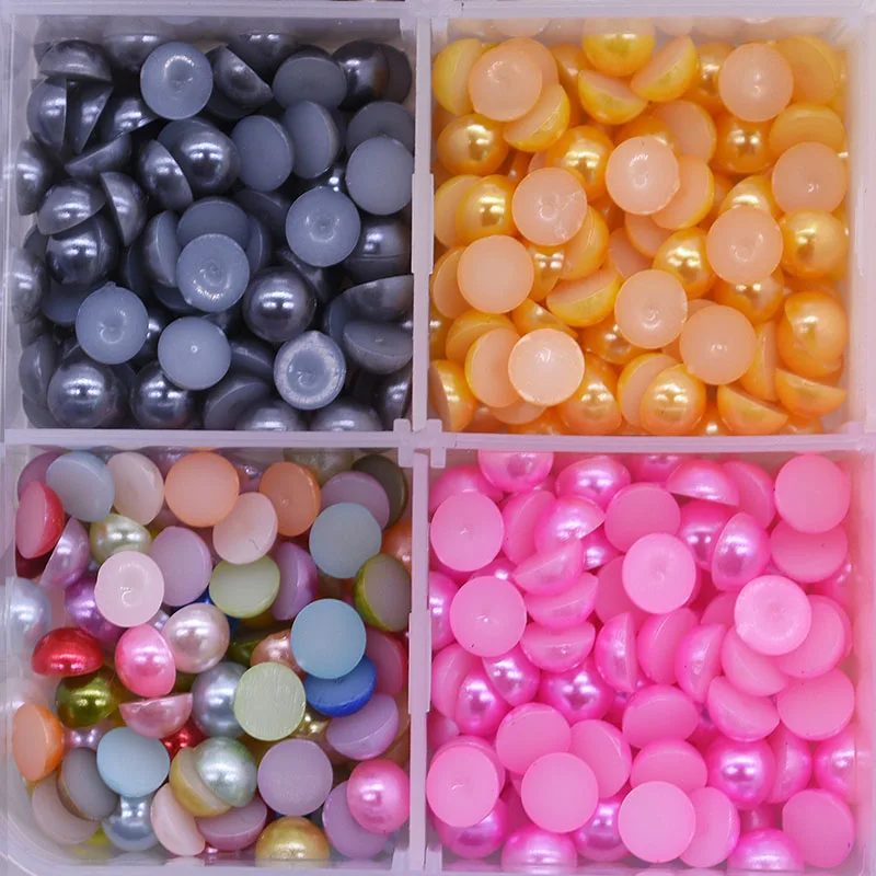 500/1000pcs 6mm Flatback Pearl Beads Half Round No Holes Fake Pearls for DIY Craft Scrapbooking Supplies Clothing Decorations