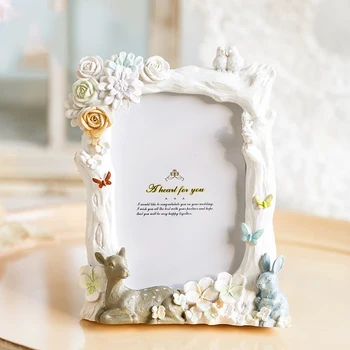 

5 inch Nordic Creative Resin Photo Frame European Flowers Animals photo frame simple American Children Photo Frame Birthday Gift