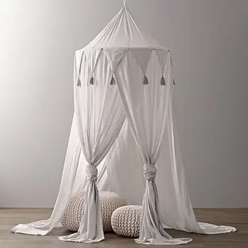 

Kids Baby Bed Canopy Bedcover Mosquito Net Cotton Curtain Bedding Round Dome Tent Chilren Playing Room Decor