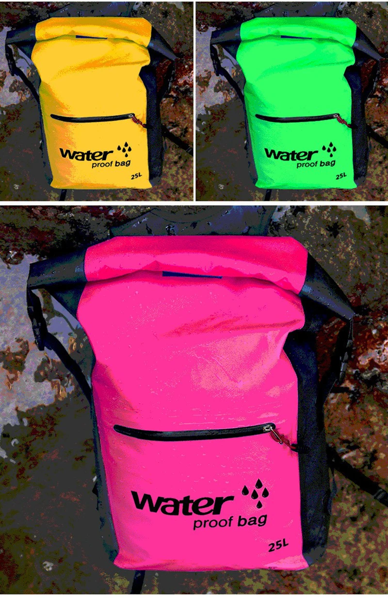 25L Outdoor Waterproof Swimming Bag Backpack Bucket Dry Sack Storage Bag Rafting Sports Kayaking Canoeing Travel Waterproof Bag (10)
