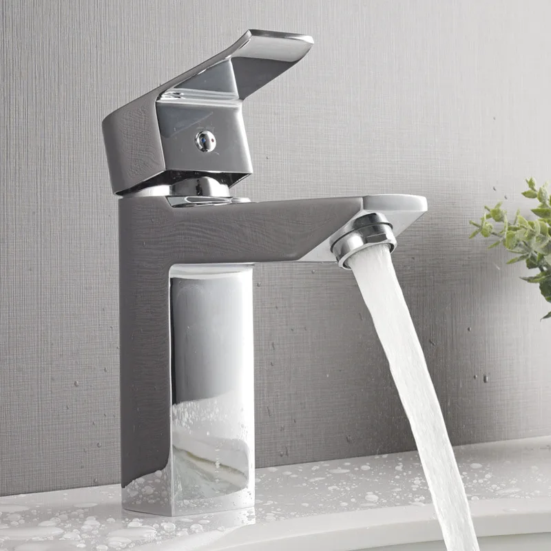 

AliExpress Hot Selling Basin Faucet Copper Hot And Cold Square Wash Basin Faucet Chrome Mirror MT1011B