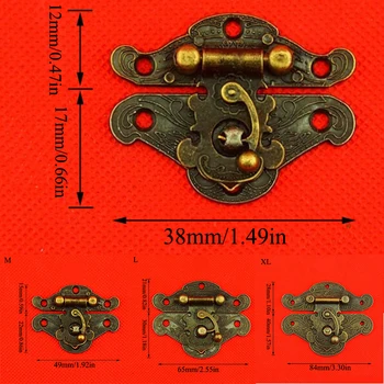 

Antique Brass Wooden Case hasp Vintage Style Decorative Jewelry Gift Box Suitcase Hasp Latch Hook Furniture Buckle Clasp Lock