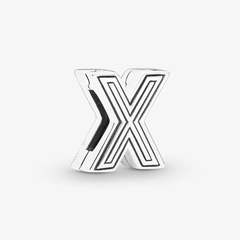 

925 Sterling Silver Beads Letter X Clip Charm Fit Original Pandora Bracelets DIY Women Fashion Jewelry Gift Free Shipping