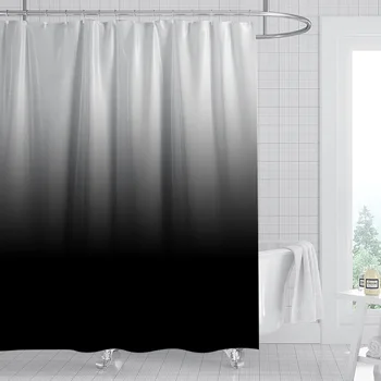 

180*180cm Pure Color Gradient Shower Curtain Waterproof Mildew Proof Punch-free Perforated Printing Bathroom Curtain