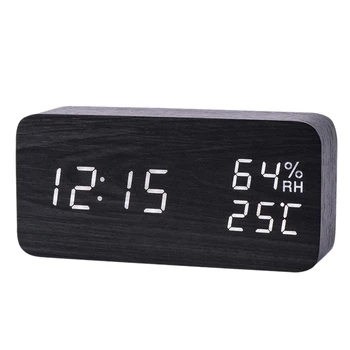 

Modern Led Alarm Clock Temperature Humidity Electronic Desktop Digital Table Clocks,Black + white subtitles