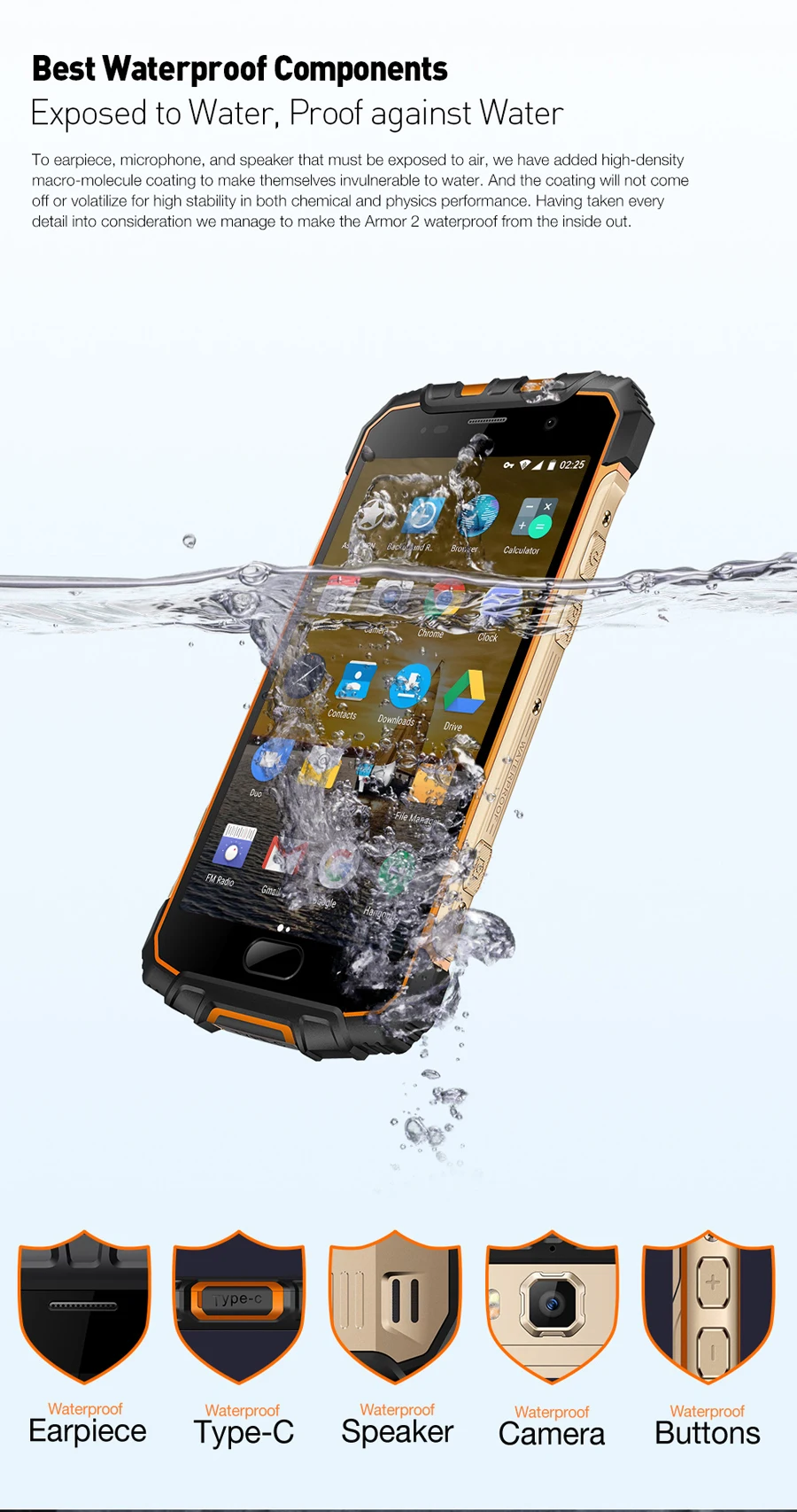 Ulefone Armor 2 IP68 водонепроницаемый мобильный телефон Android 7,0 5," FHD MTK6757 Восьмиядерный 6 ГБ+ 64 ГБ 16 МП глобальная версия 4G смартфон