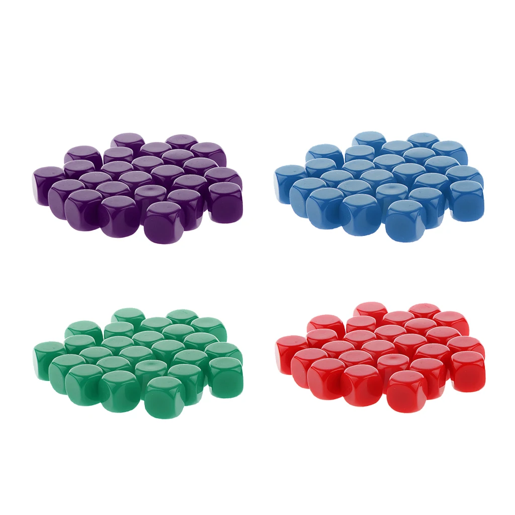 4X 25pcs Blank Six Sided D6 Dice D&D RPG Counting Cubes Board Game Favours