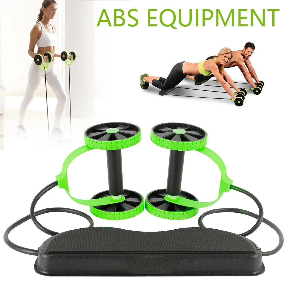 AB Wheels Roller Stretch Elastic Abdominal Resistance Pull Rope Tool AB