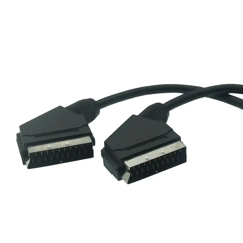 Cable de extensión estándar europeo Scart Line, 21 pines, macho a macho, cabezal de escoba, Cable de extensión de Audio y Video europeo, 1,5 metros