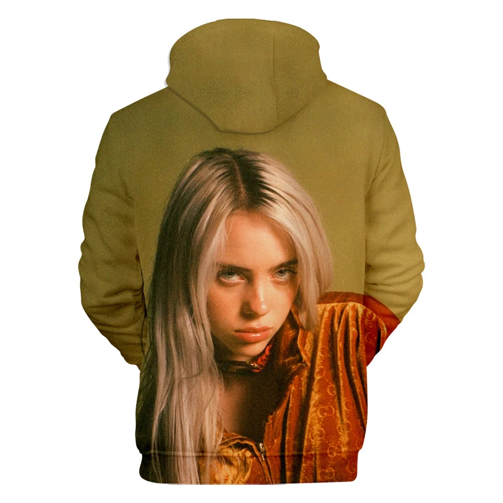 Американская певица Billie Eilish 3D Толстовка Повседневная Женская/Мужская Harajuku пуловер Толстовка Billie Eilish осень девушка 3D с капюшоном XXS-4XL