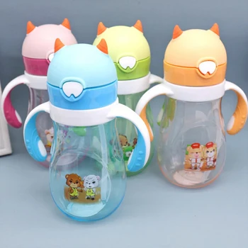 

480ML Children Duckbill Cup Cartoon Wide Caliber Baby Learning Drinking Cup Rotating Grip Handle Kids Bottle510