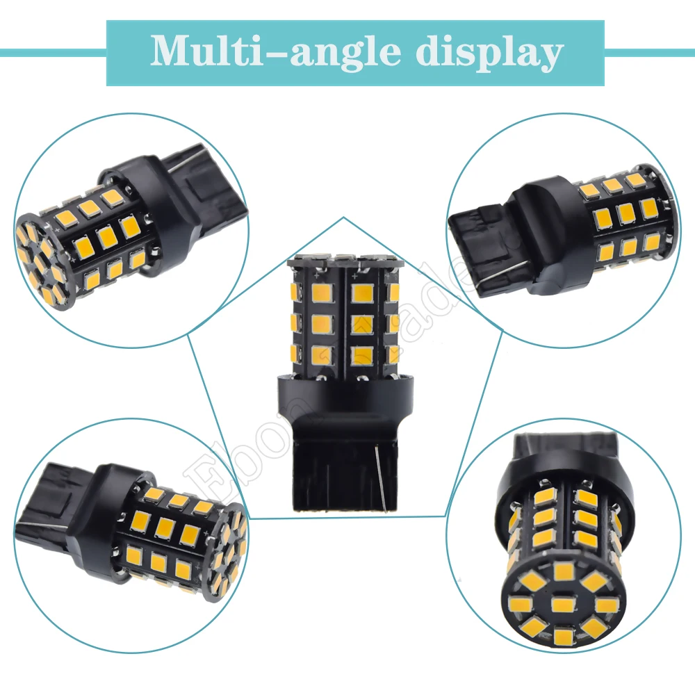 Пара автомобиля светодиодный T20 7440 W21W 1156 BA15S P21W BAU15S PY21W 2835 33 SMD Янтарный оранжевый