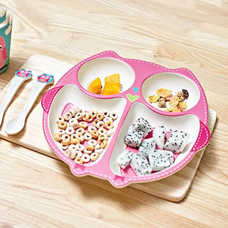 Baby Plate Dish Children Tableware Dish Dinnerware Safe Bamboo Fiber Kid Gift Dish1