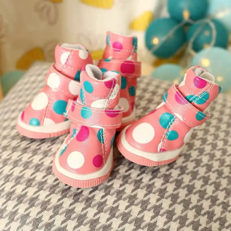

Dog Shoe a Set of 4-of Teddy Pomeranian Waterproof And Breathable Booties Pet Spring And Summer Athletic Shoes Dotted Casual Sho