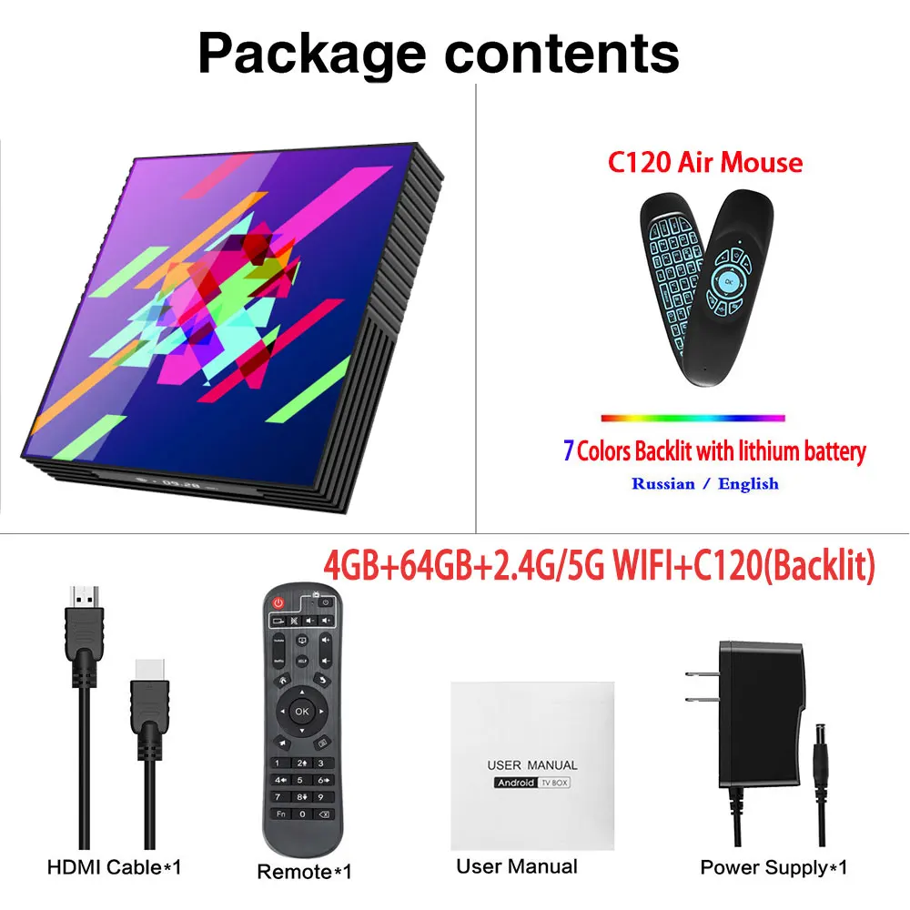 4GB64GB C120-Backlit Android tv Box Rockchip 4 Гб 64 Гб 2,4/5,0G Dual BT WiFi 4K Google Play Youtube Smart tv Box Android 9,0 PK H96MAX RK3318 - Цвет: 4GB64GB C120-Backlit