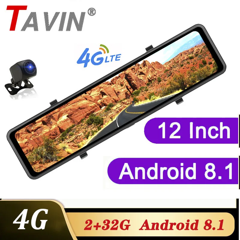 Автомобильный видеорегистратор 12 дюймов Автомобильное Зеркало Android 8 1 DVR Dash