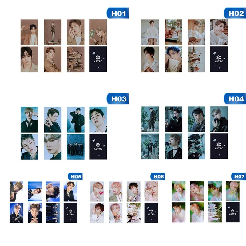 7 шт./компл. Kpop Астро участников Фотокарточка шесть альбомов BLUE FLAME Двусторонняя