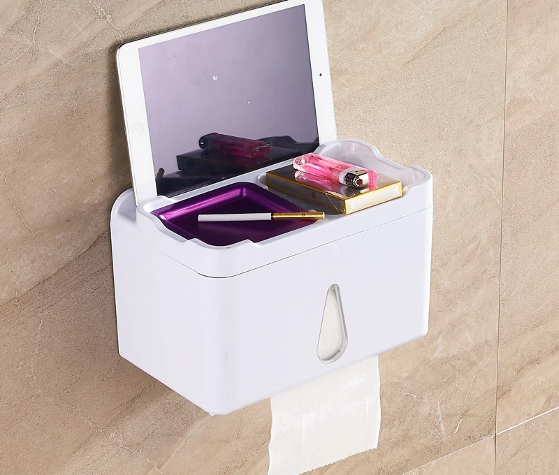 Водонепроницаемый Многофункциональный держатель туалетной бумаги высокой емкости хранения пыленепроницаемый держатель для бумажного полотенца s прочная бумага держатель для полотенец - Цвет: White
