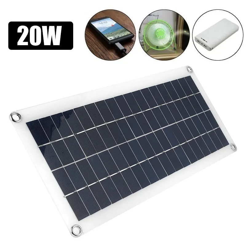 

Dual USB USB Solar Panel Travel Regulator Inverters DIY Multifunctional Power Supply Charging Solar Panel 20W Solar Panel